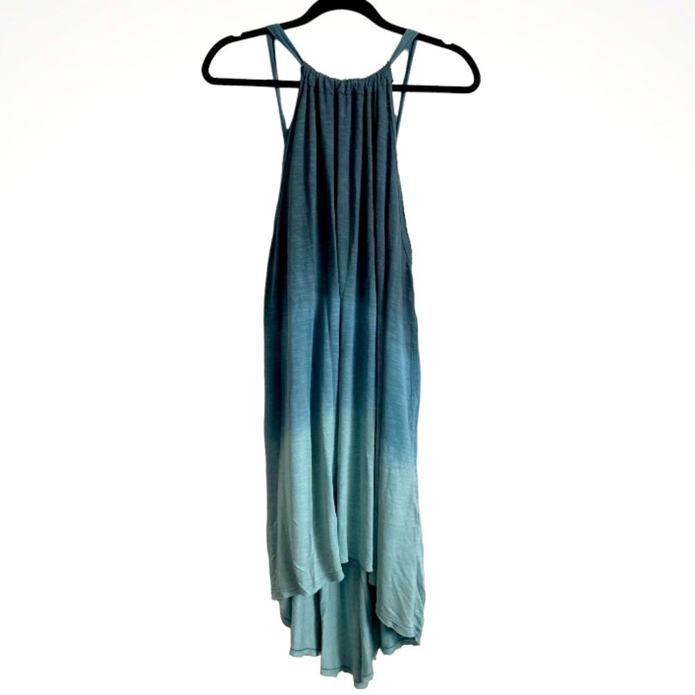 Ecote Blue Ombré Dipped Dye Halter Dress